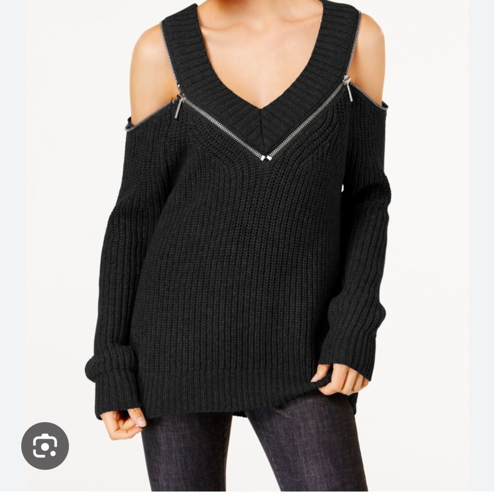 Michael Kors Zip Detail Cold Shoulder Sweater